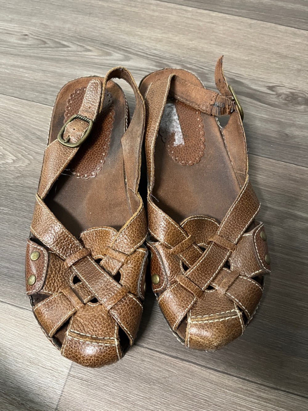 BareTraps Brown Woven Leather Slingback Sandals